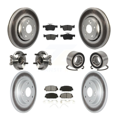 Kit de rotors et plaquettes de frein à disque revêtus de roulement de moyeu avant et arrière (10 pièces) pour Honda Civi