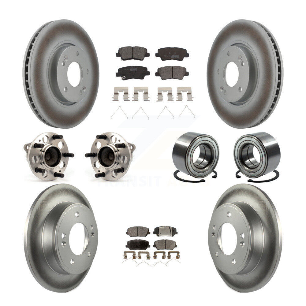 Kit de rotors et plaquettes de frein revêtus de roulement de moyeu avant et arrière (10 pièces) pour Hyundai Veloste