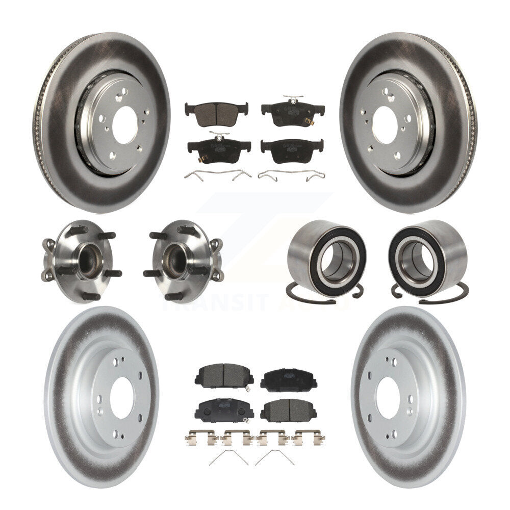 Kit de rotors et plaquettes de frein à disque revêtus de roulement de moyeu avant et arrière (10 pièces) pour Honda Civi