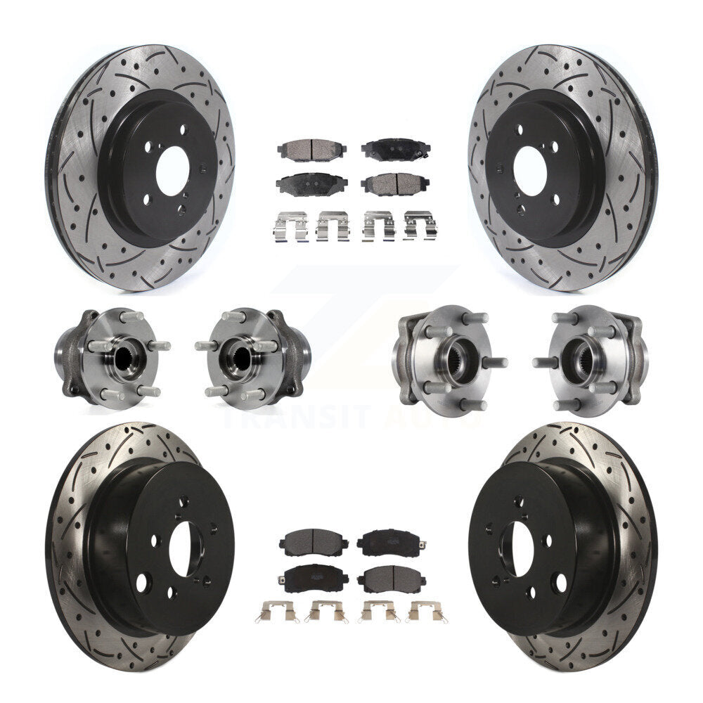Kit de rotors et plaquettes de frein revêtus de roulement de moyeu avant et arrière (10 pièces) pour Subaru Crosstre