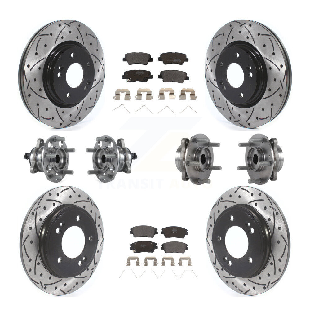 Kit de plaquettes de rotor de frein, roulement de moyeu avant et arrière (10 pièces) pour Hyundai Elantra 1.6