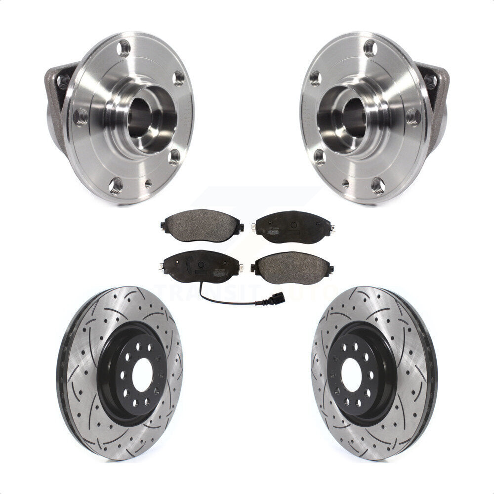 Kit de plaquettes de Rotor de frein, roulement de moyeu avant, fente de perçage, pour Volkswagen Tiguan Jetta Q