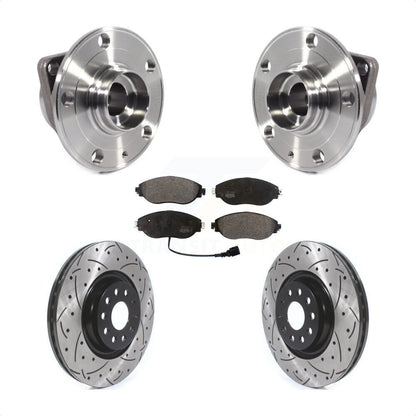Kit de plaquettes de Rotor de frein, roulement de moyeu avant, fente de perçage, pour Volkswagen Tiguan Jetta Q