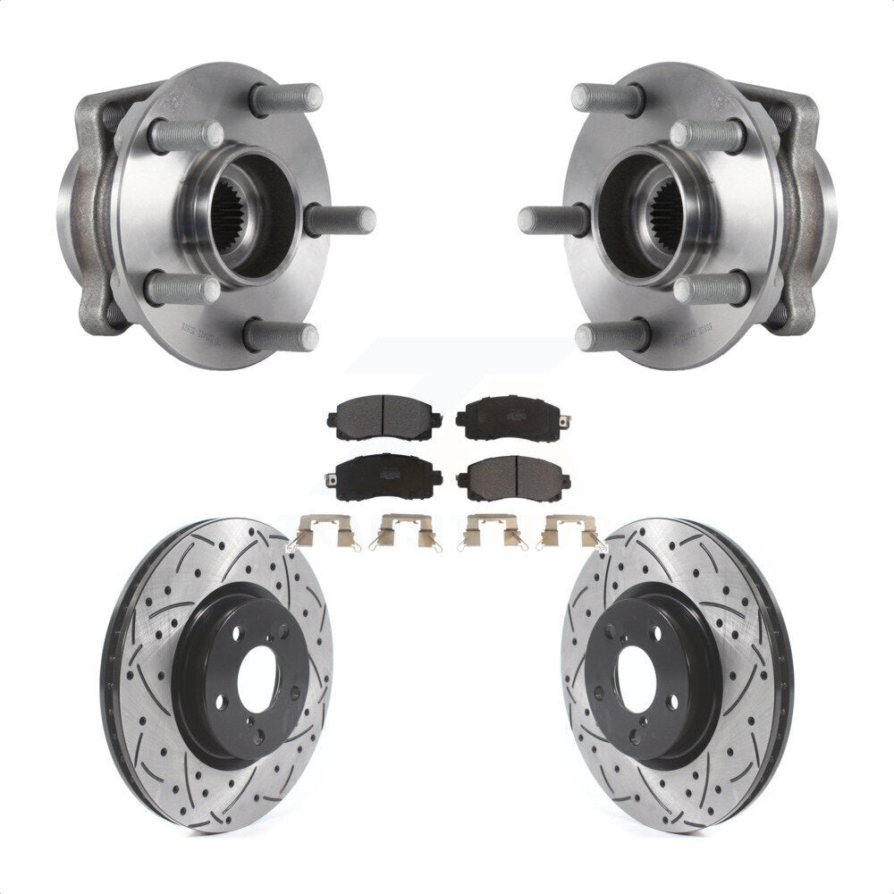 Ensemble de roulement de moyeu avant, Rotor de frein à fente percé et Kit de plaquettes pour Subaru Imprez