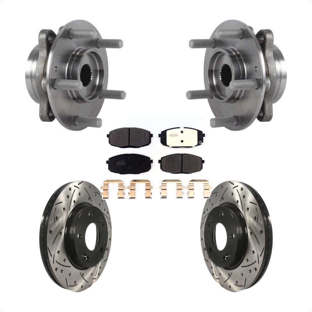 Kit de plaquettes de Rotor de frein, roulement de moyeu avant, fente percée, pour Kia Forte Hyundai Elantr