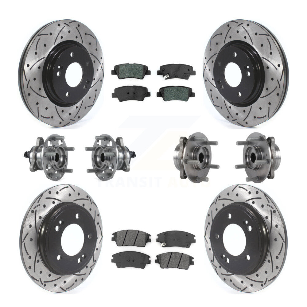 Kit de plaquettes de rotor de frein, roulement de moyeu avant et arrière (10 pièces) pour Hyundai Elantra 1.6