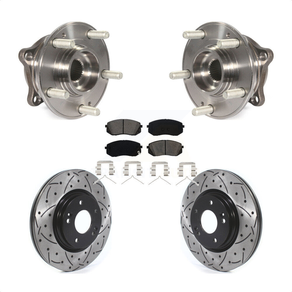 Kit de plaquettes de Rotor de frein, roulement de moyeu avant, fente percée, pour Hyundai Sonata Kia Optim