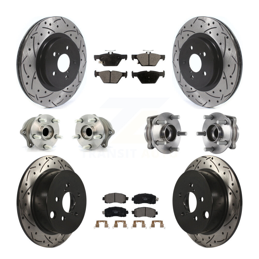 Kit de rotors et plaquettes de frein revêtus de roulement de moyeu avant et arrière (10 pièces) pour Subaru Crosstre