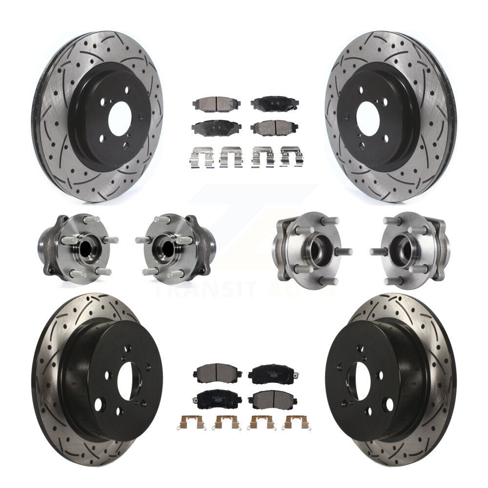 Kit de rotors et plaquettes de frein revêtus de roulement de moyeu avant et arrière (10 pièces) pour Subaru Crosstre