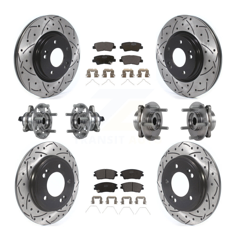 Kit de plaquettes de rotor de frein, roulement de moyeu avant et arrière (10 pièces) pour Hyundai Elantra 1.6