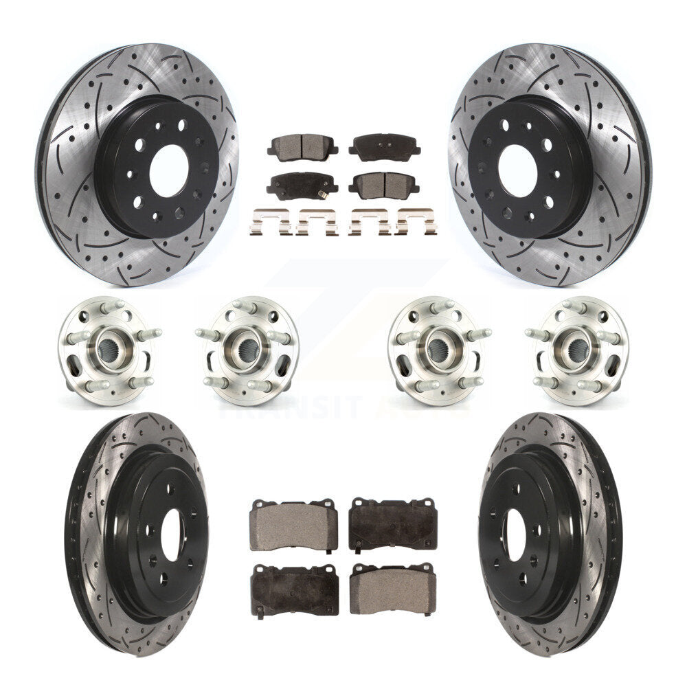 Kit de Rotor et de plaquettes de frein à disque revêtus de roulement de moyeu avant et arrière (10 pièces) pour Cadillac CT