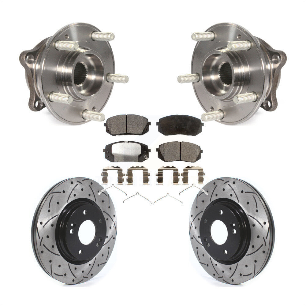 Kit de plaquettes de Rotor de frein, roulement de moyeu avant, fente percée, pour Hyundai Sonata Kia Optim