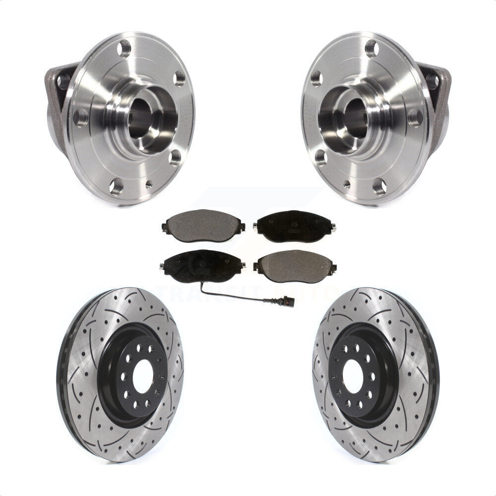 Kit de plaquettes de Rotor de frein, roulement de moyeu avant, fente de perçage, pour Volkswagen Tiguan Jetta Q