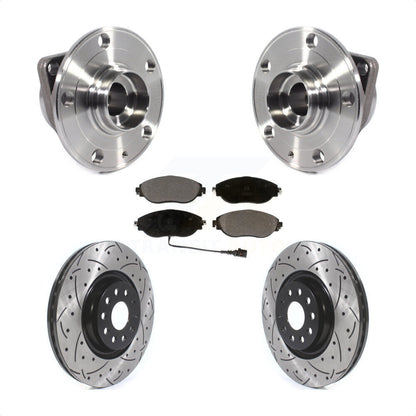 Kit de plaquettes de Rotor de frein, roulement de moyeu avant, fente de perçage, pour Volkswagen Tiguan Jetta Q