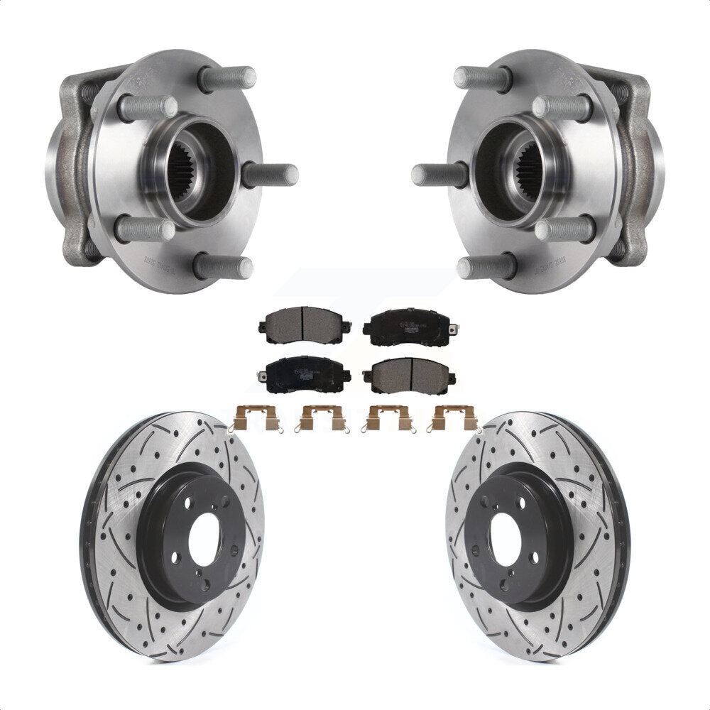 Ensemble de roulement de moyeu avant, Rotor de frein à fente percé et Kit de plaquettes pour Subaru Imprez