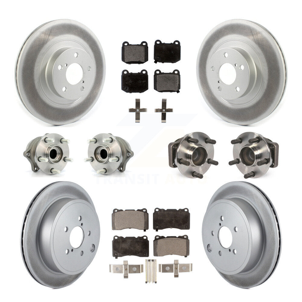 Kit de rotors et plaquettes de frein à disque revêtus de roulement de moyeu avant et arrière (10 pièces) pour Toyota 8