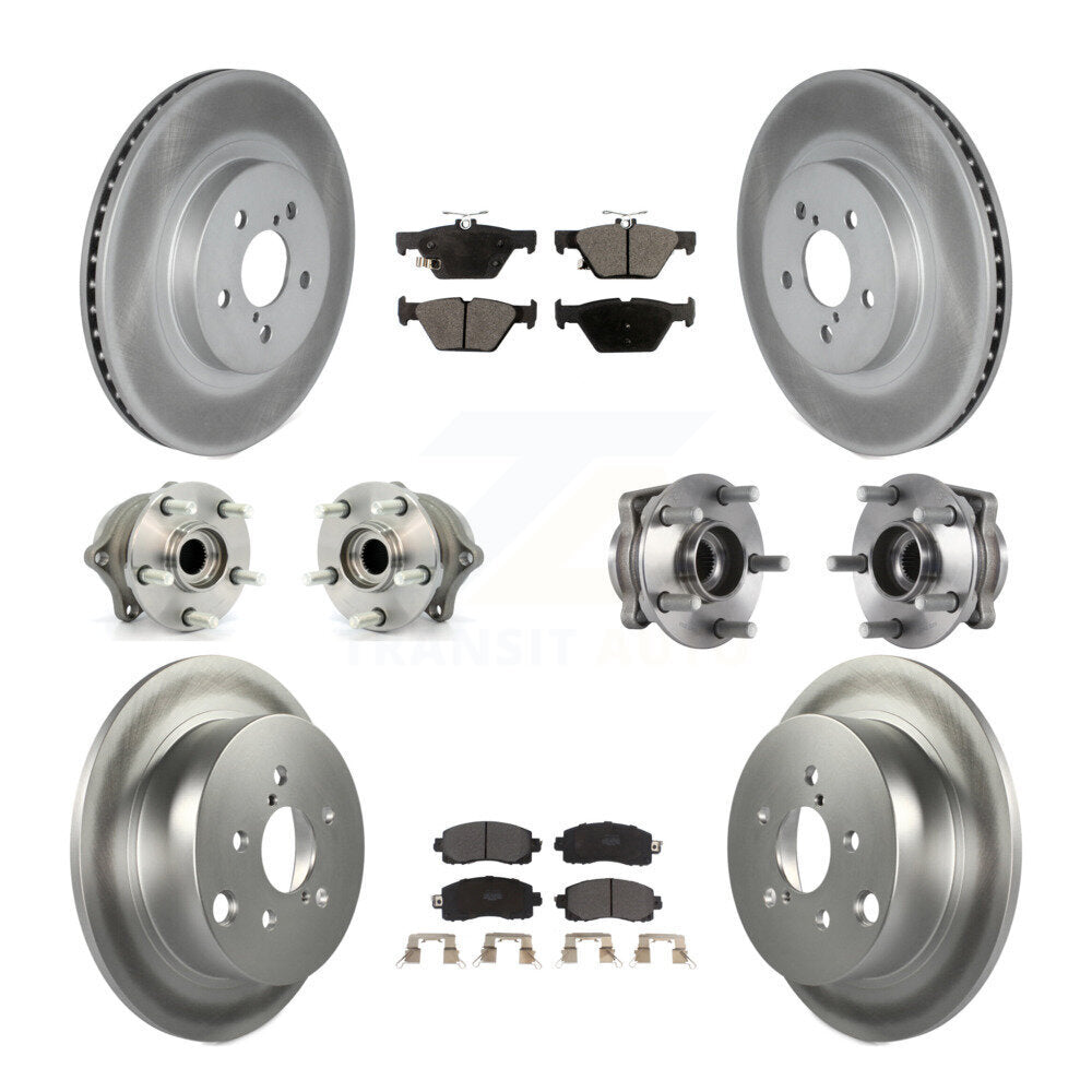 Kit de rotors et plaquettes de frein revêtus de roulement de moyeu avant et arrière (10 pièces) pour Subaru Crosstre
