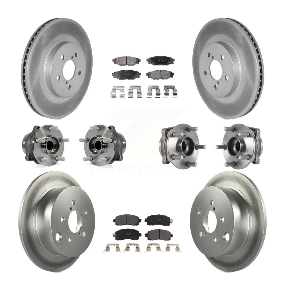 Kit de rotors et plaquettes de frein revêtus de roulement de moyeu avant et arrière (10 pièces) pour Subaru Crosstre