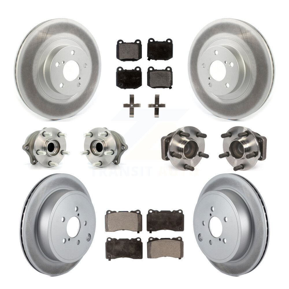 Kit de rotors et plaquettes de frein à disque revêtus de roulement de moyeu avant et arrière (10 pièces) pour Toyota 8