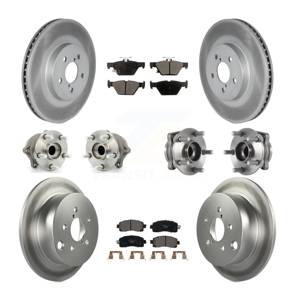 Kit de rotors et plaquettes de frein revêtus de roulement de moyeu avant et arrière (10 pièces) pour Subaru Crosstre