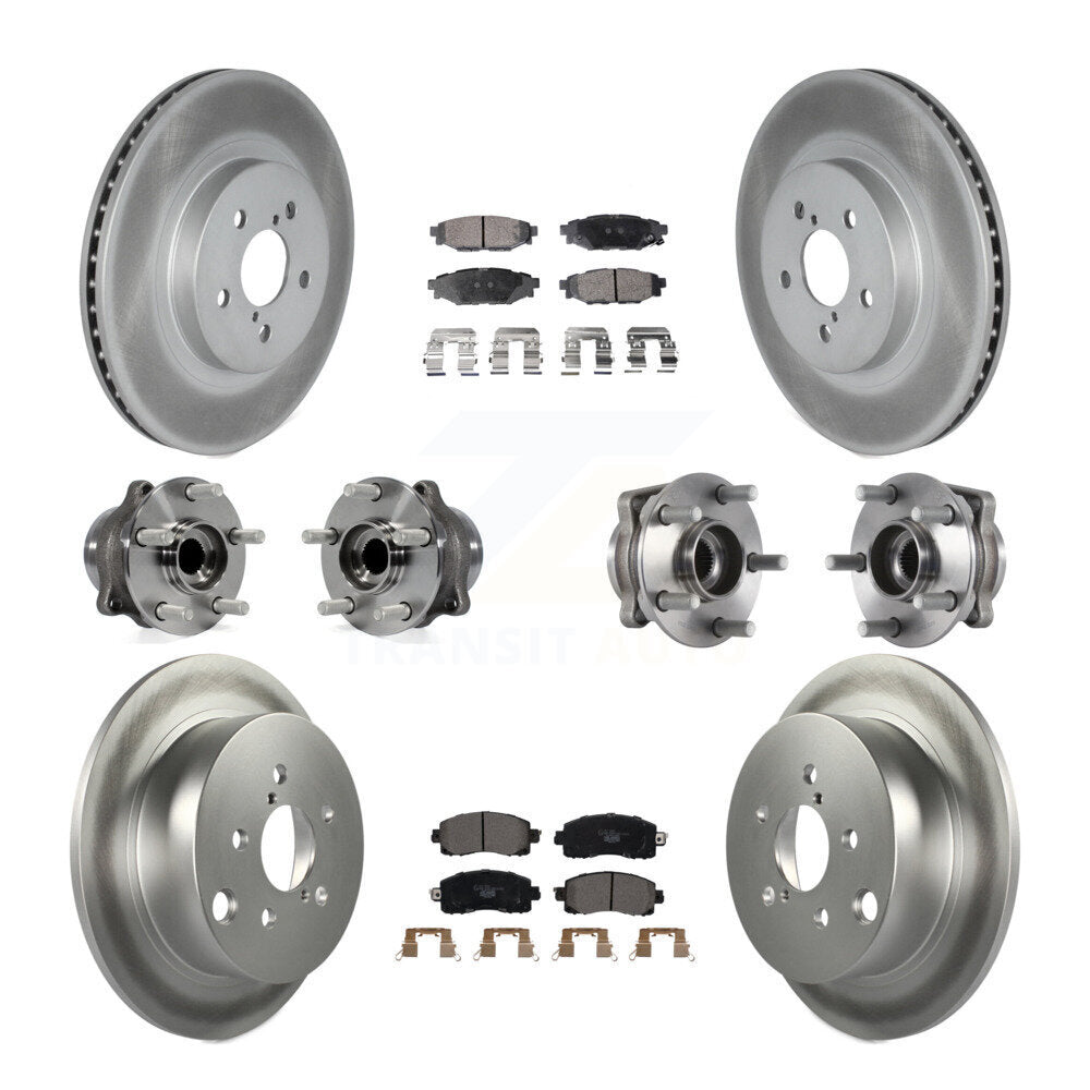 Kit de rotors et plaquettes de frein revêtus de roulement de moyeu avant et arrière (10 pièces) pour Subaru Crosstre