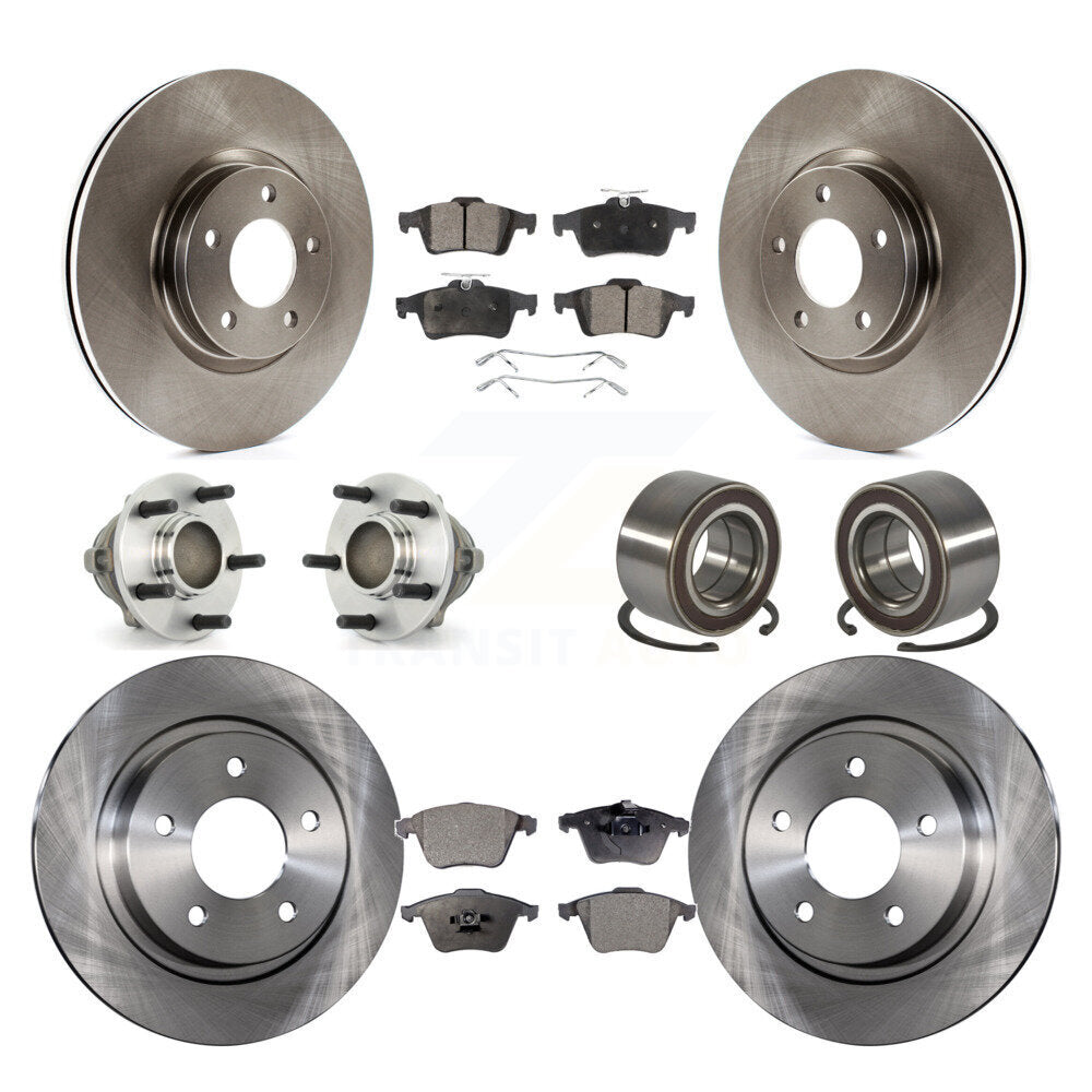 Ensemble de roulements de moyeu avant et arrière, Rotor de frein à disque et Kit de plaquettes (10 pièces) pour Mazda
