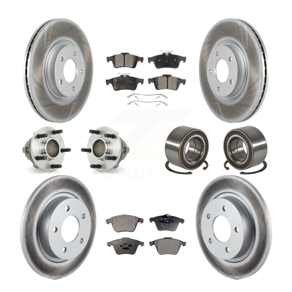 Kit de rotors et plaquettes de frein à disque revêtus de roulements de moyeu avant et arrière (10 pièces) pour Mazda