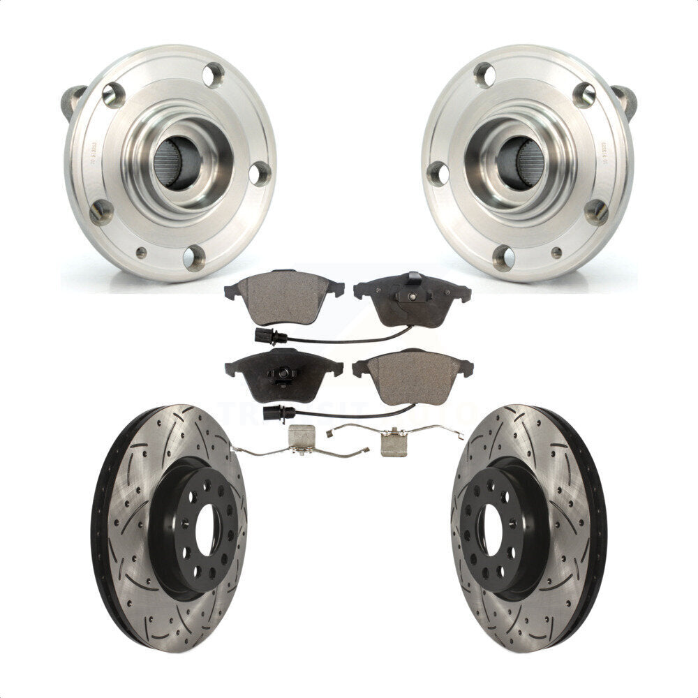 Ensemble de roulements de moyeu avant, fente de perçage, Kit de plaquettes de Rotor de frein pour Volkswagen C