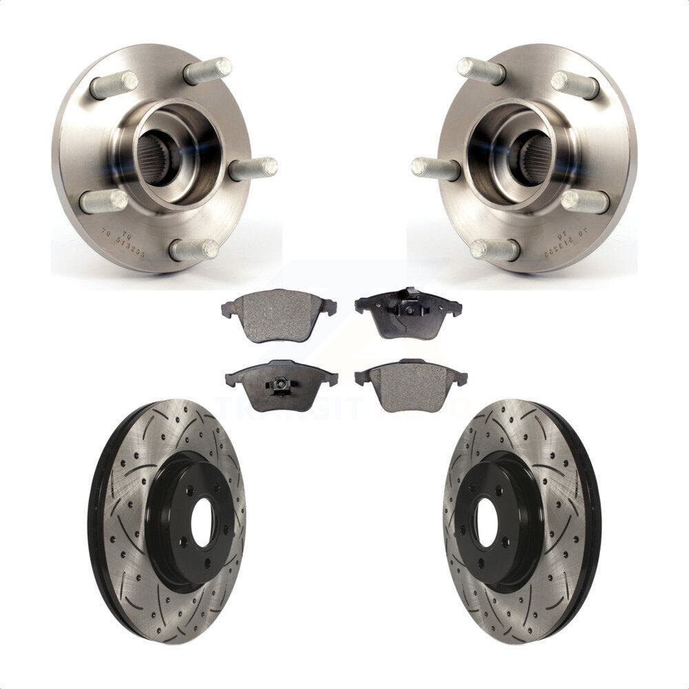 Kit de plaquettes de Rotor de frein, ensemble de roulements de moyeu avant, fente de perçage, pour Volvo S40 V50 C7