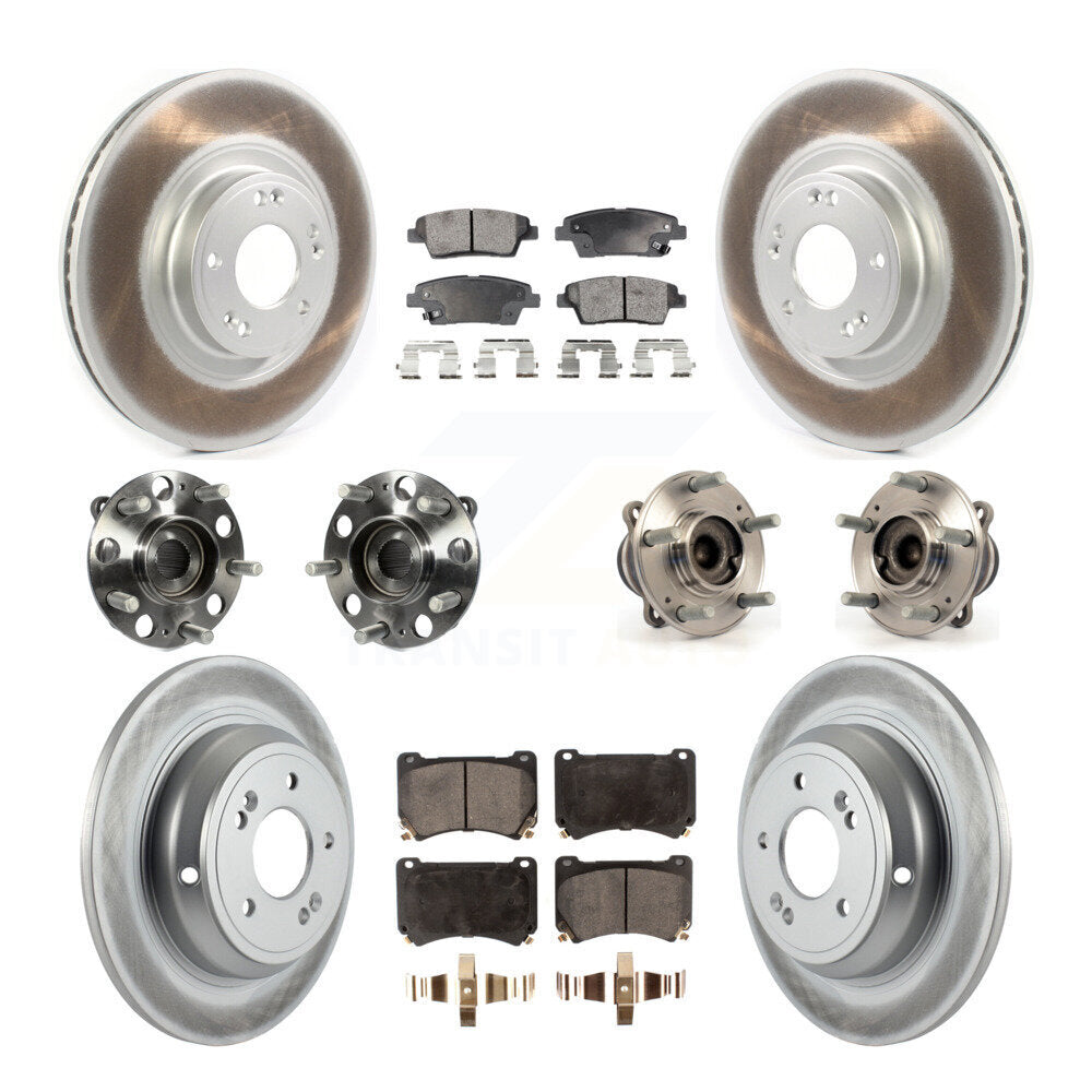 Kit de rotor et de plaquettes de frein revêtus de roulement de moyeu avant et arrière (10 pièces) pour Hyundai Genesi