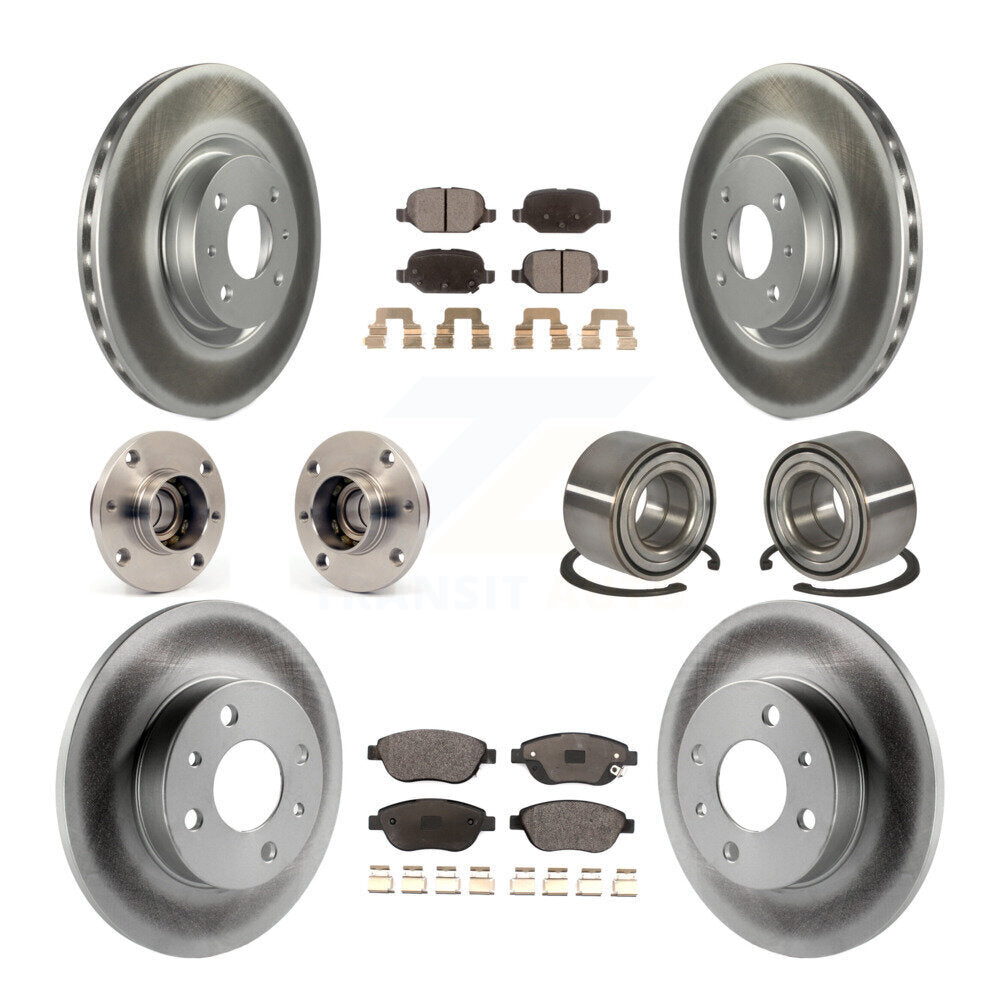 Kit de rotors et plaquettes de frein à disque revêtus de roulement de moyeu avant et arrière (10 pièces) pour Fiat 50