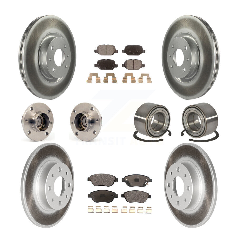Kit de rotors et plaquettes de frein à disque revêtus de roulement de moyeu avant et arrière (10 pièces) pour Fiat 50