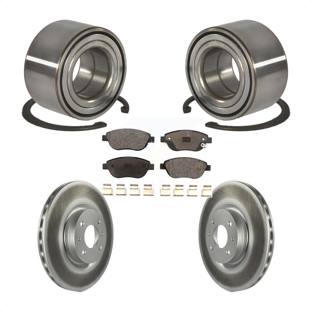 Kit de rotors de frein à disque enduits de roulement de roue avant et de plaquettes en céramique pour Fiat 500