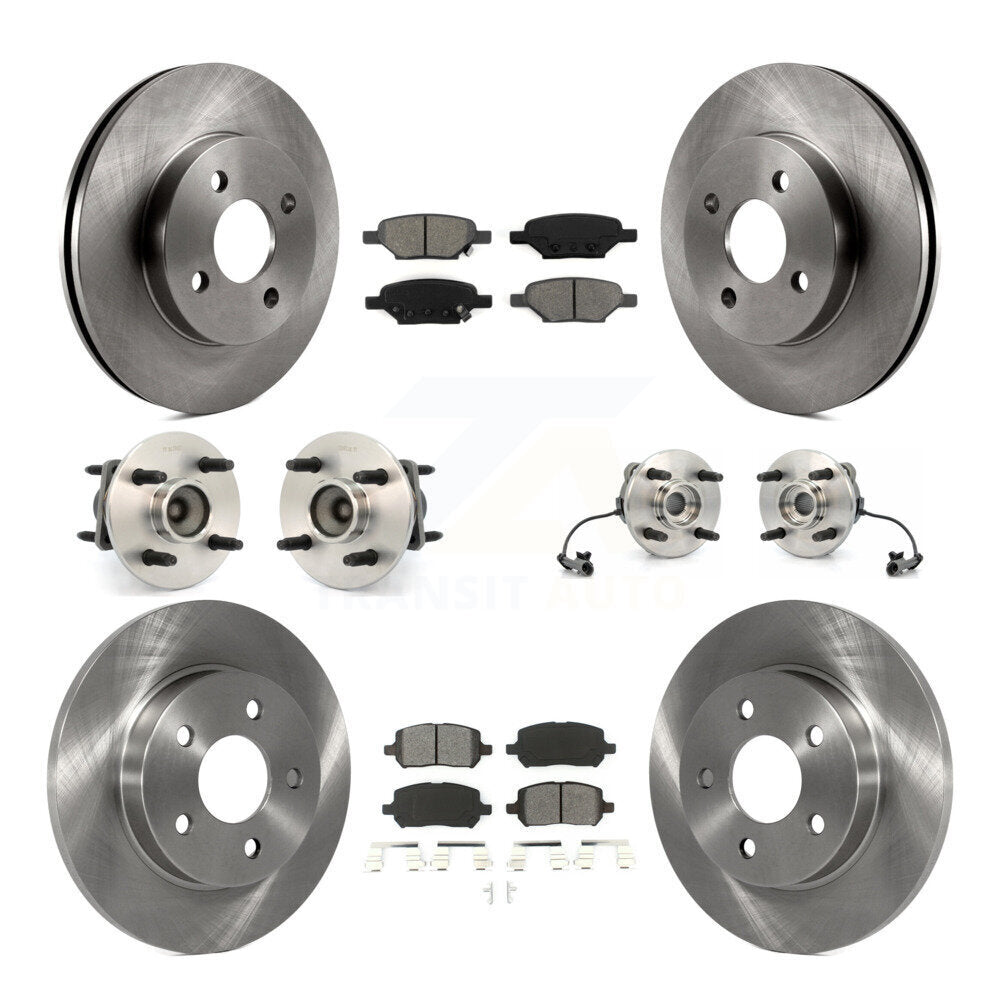 Kit de plaquettes de rotor de frein, roulement de moyeu avant et arrière (10 pièces) pour 10 Pontiac G5 4 roues AB