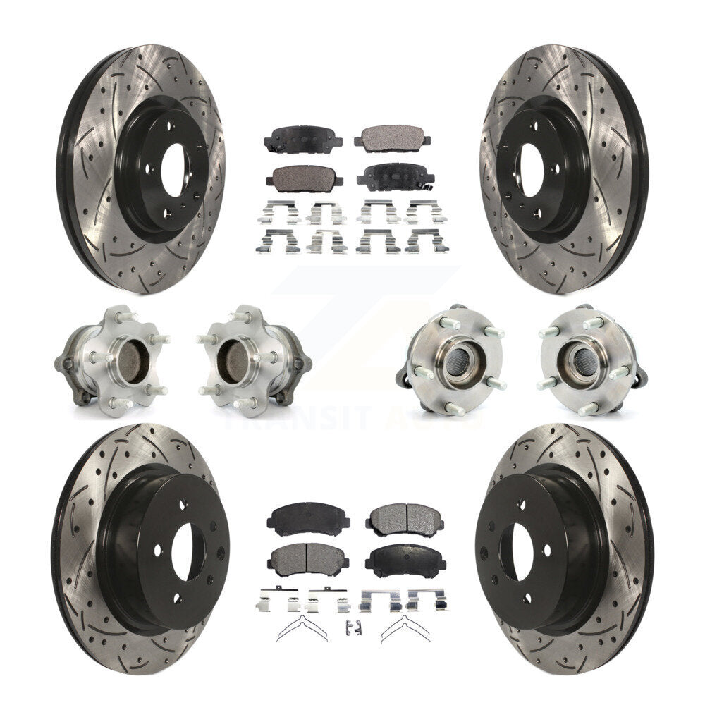 Kit de plaquettes de rotor de frein à disque revêtues de roulement de moyeu avant et arrière (10 pièces) pour Nissan Maxim