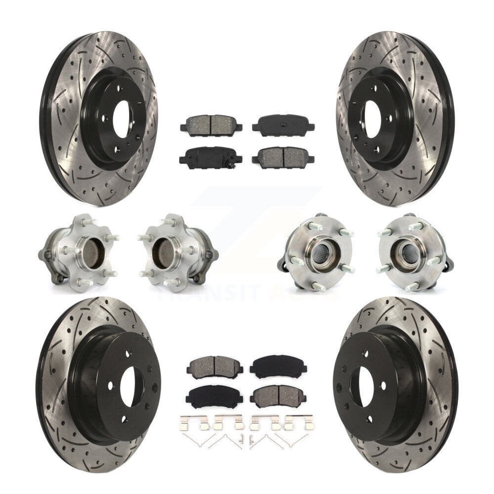 Kit de plaquettes de rotor de frein à disque revêtues de roulement de moyeu avant et arrière (10 pièces) pour Nissan Maxim