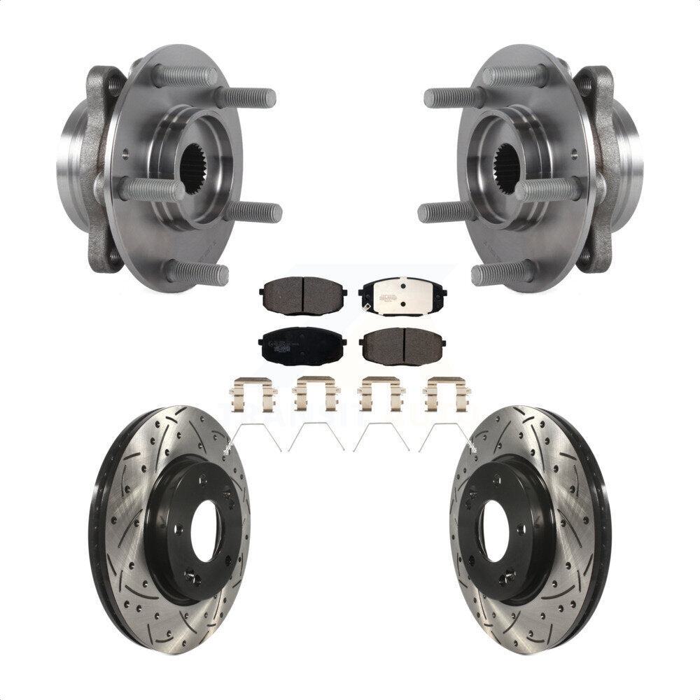 Kit de plaquettes de Rotor de frein, roulement de moyeu avant, fente percée, pour Kia Forte Hyundai Elantr