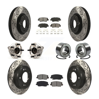 Kit de rotors et plaquettes de frein revêtus de roulement de moyeu avant et arrière (10 pièces) pour Kia Forte Forte