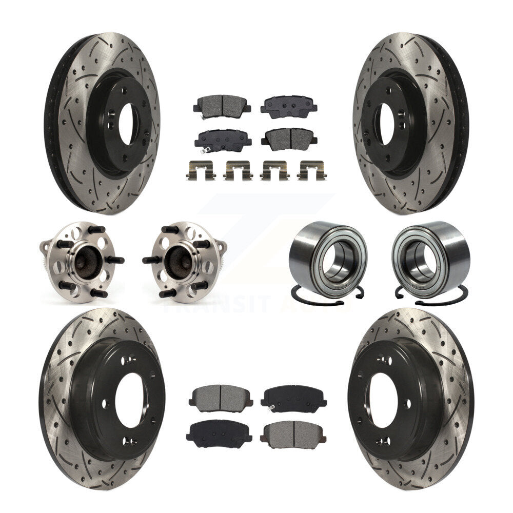 Kit de rotors et plaquettes de frein revêtus de roulement de moyeu avant et arrière (10 pièces) pour Hyundai Veloste