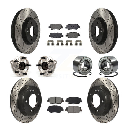 Kit de rotors et plaquettes de frein revêtus de roulement de moyeu avant et arrière (10 pièces) pour Hyundai Veloste