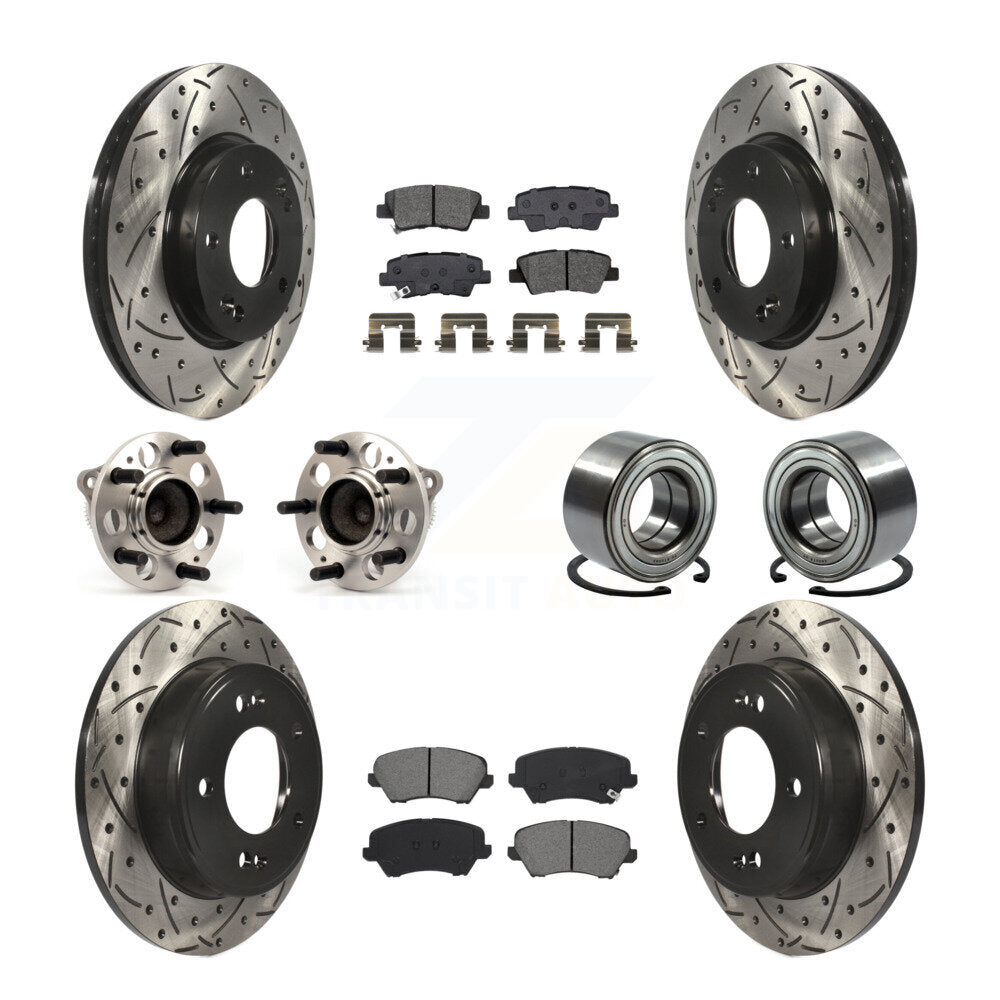 Kit de plaquettes de Rotor de frein revêtues de roulement de moyeu avant et arrière (10 pièces) pour Hyundai Veloster G
