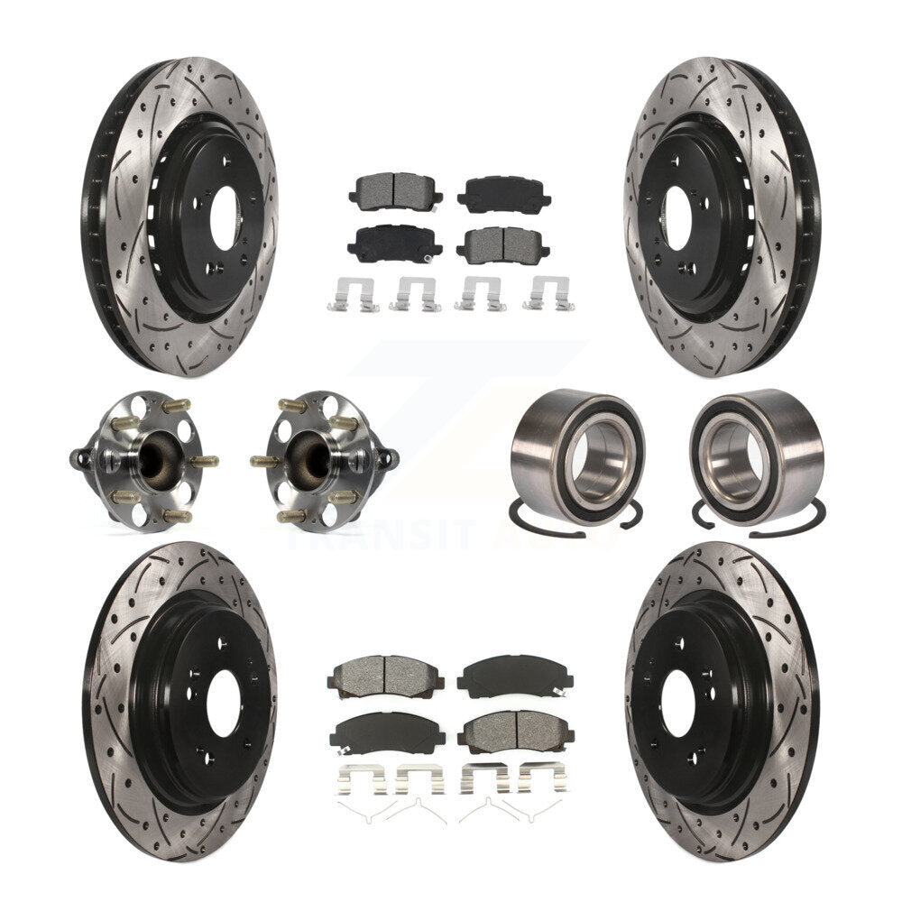 Kit de plaquettes de rotor de frein revêtues de roulement de moyeu avant et arrière (10 pièces) pour Acura TLX FW 15-20