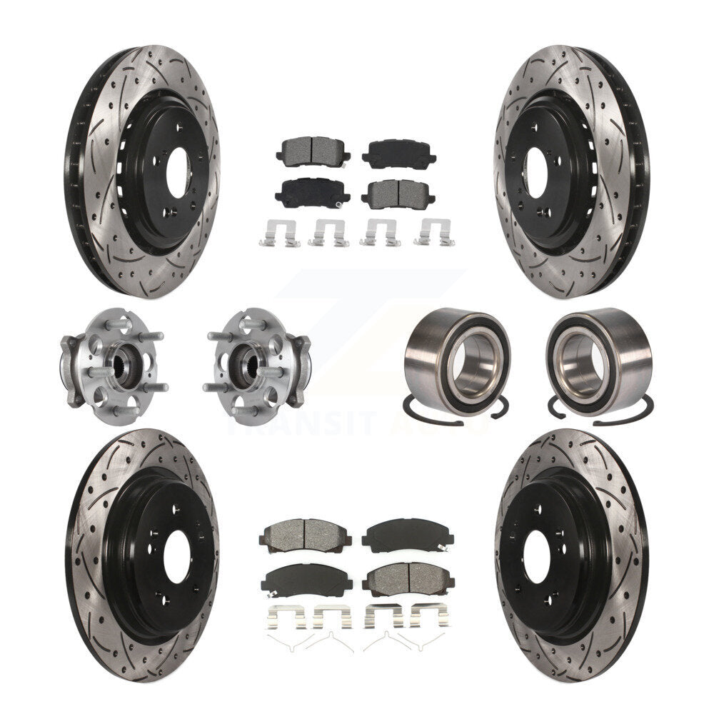 Kit de plaquettes de rotor de frein revêtues de roulement de moyeu avant et arrière (10 pièces) pour Acura TLX AW 15-20