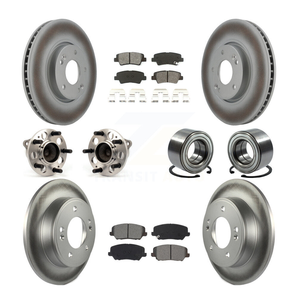 Kit de rotors et plaquettes de frein revêtus de roulement de moyeu avant et arrière (10 pièces) pour Kia Forte Forte