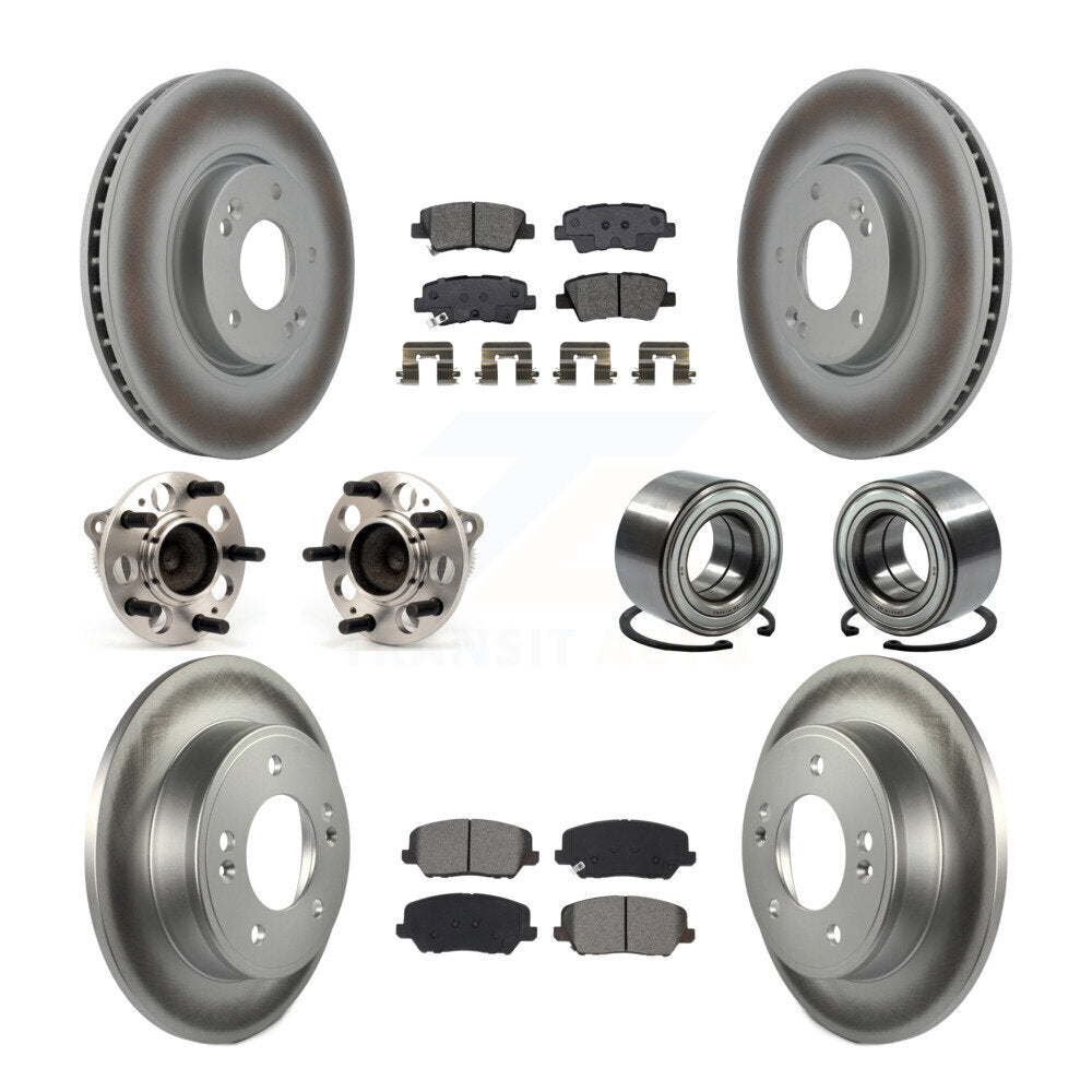 Kit de rotors et plaquettes de frein revêtus de roulement de moyeu avant et arrière (10 pièces) pour Hyundai Veloste
