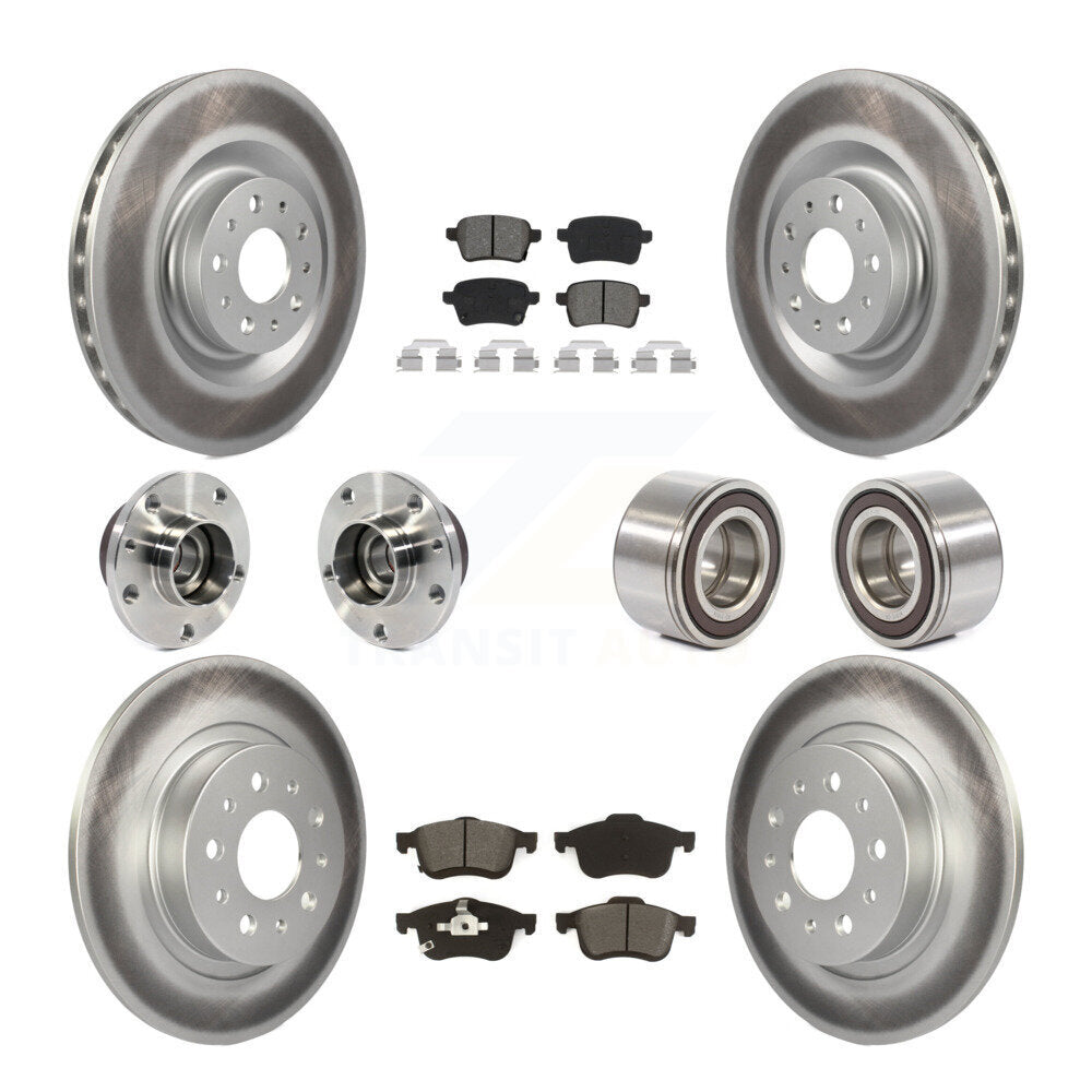 Kit de plaquettes de rotor de frein revêtues de roulement de moyeu avant et arrière (10 pièces) pour Fiat 500 2014 – 2018