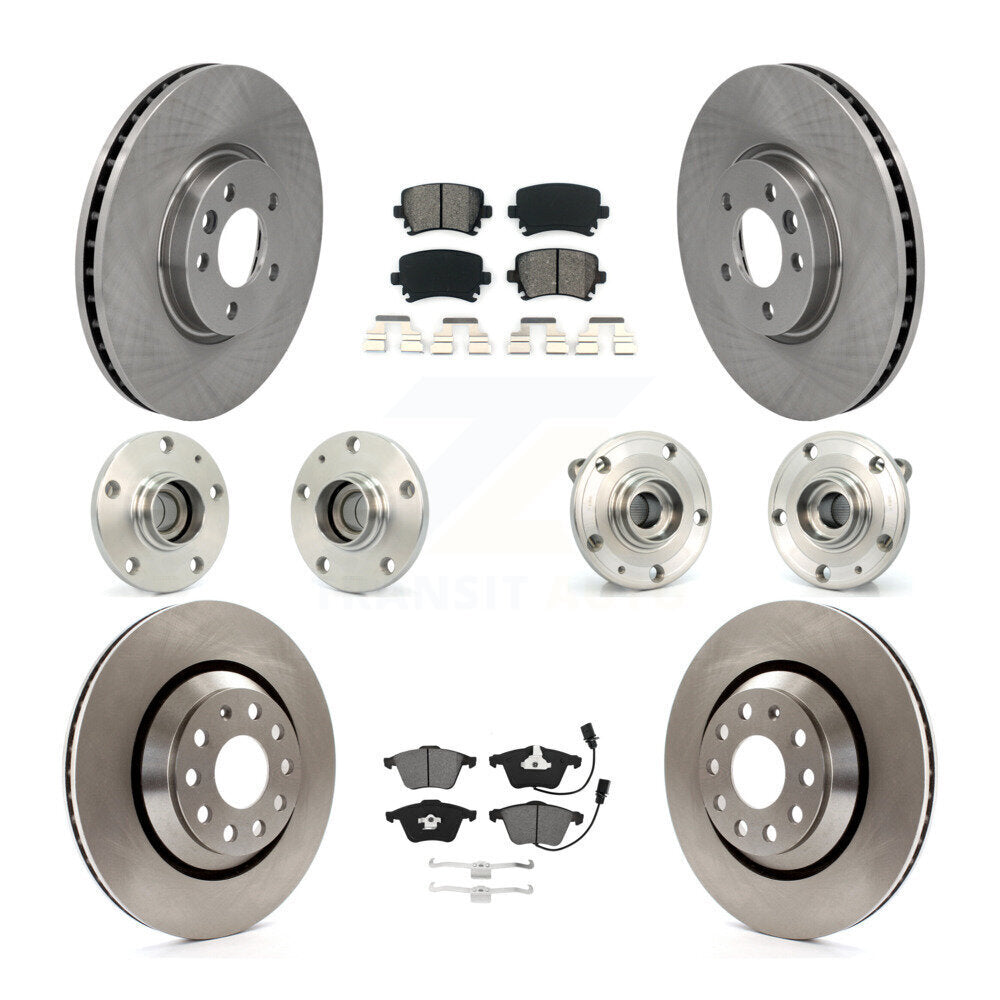 Kit de rotors et plaquettes de frein à disque, roulements de moyeu avant et arrière (10 pièces) pour Volkswagen CC