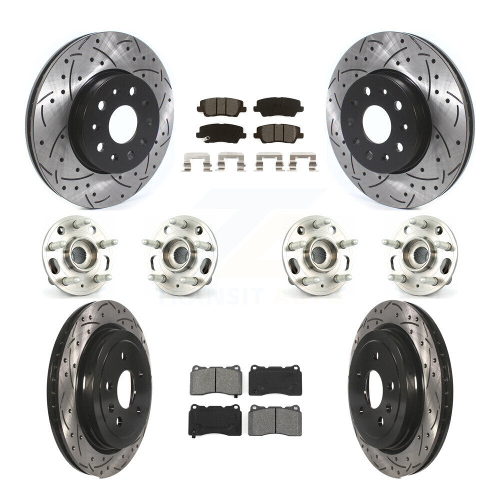 Kit de Rotor et de plaquettes de frein à disque revêtus de roulement de moyeu avant et arrière (10 pièces) pour Cadillac CT