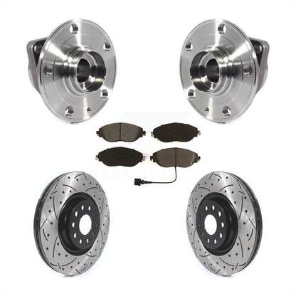 Kit de plaquettes de Rotor de frein, roulement de moyeu avant, fente de perçage, pour Volkswagen Tiguan Jetta Q
