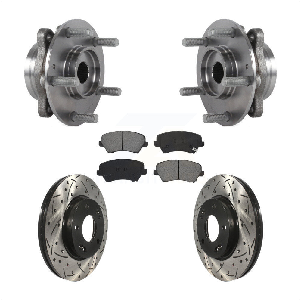 Kit de plaquettes de Rotor de frein, roulement de moyeu avant, fente de perçage, pour Hyundai Veloster Elantra G